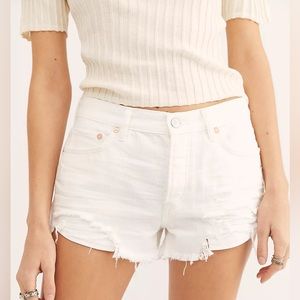 Free People White Jean Shorts